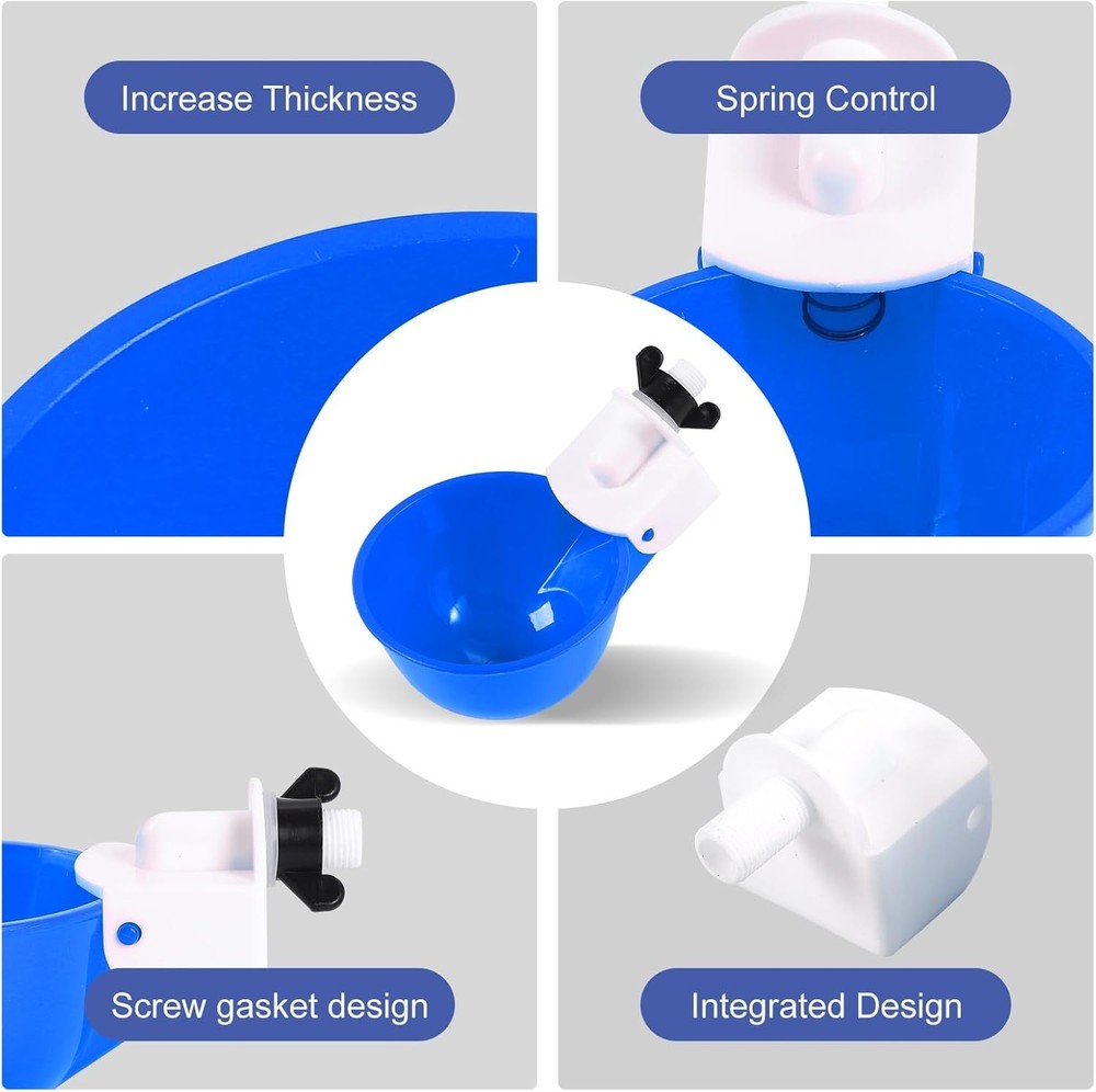 Reliable Automatic Poultry Waterer System - 8 Blue Cups for Consistent Hydration