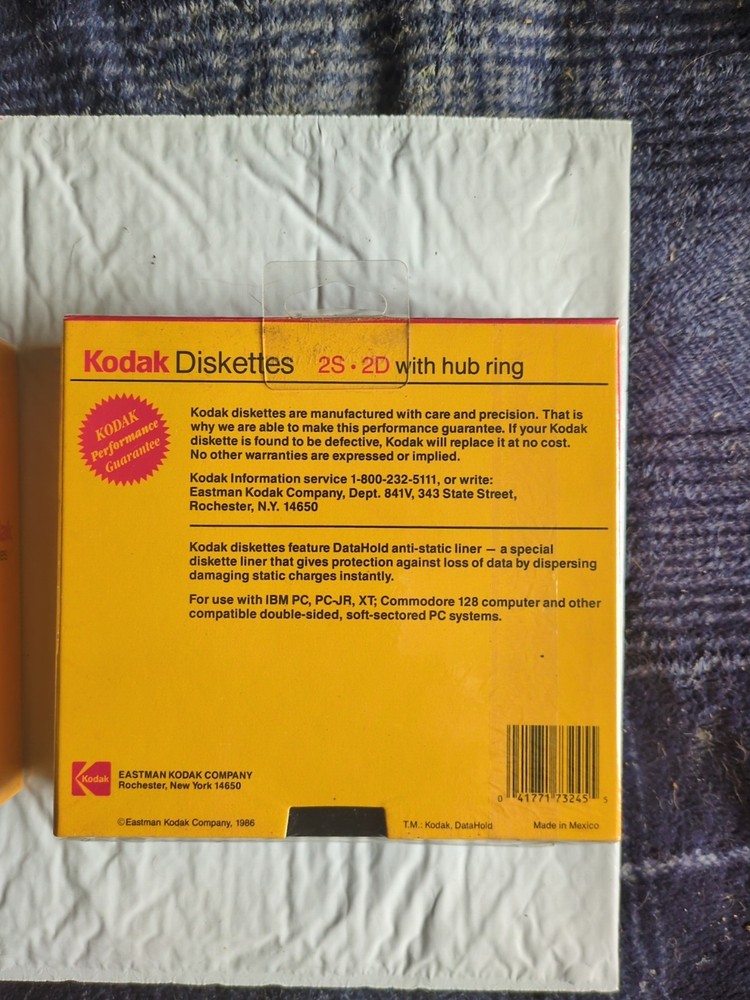1987 Kodak 5 1/4" Diskettes 2S 2D Double Sided Density 10 Computer Discs Sealed