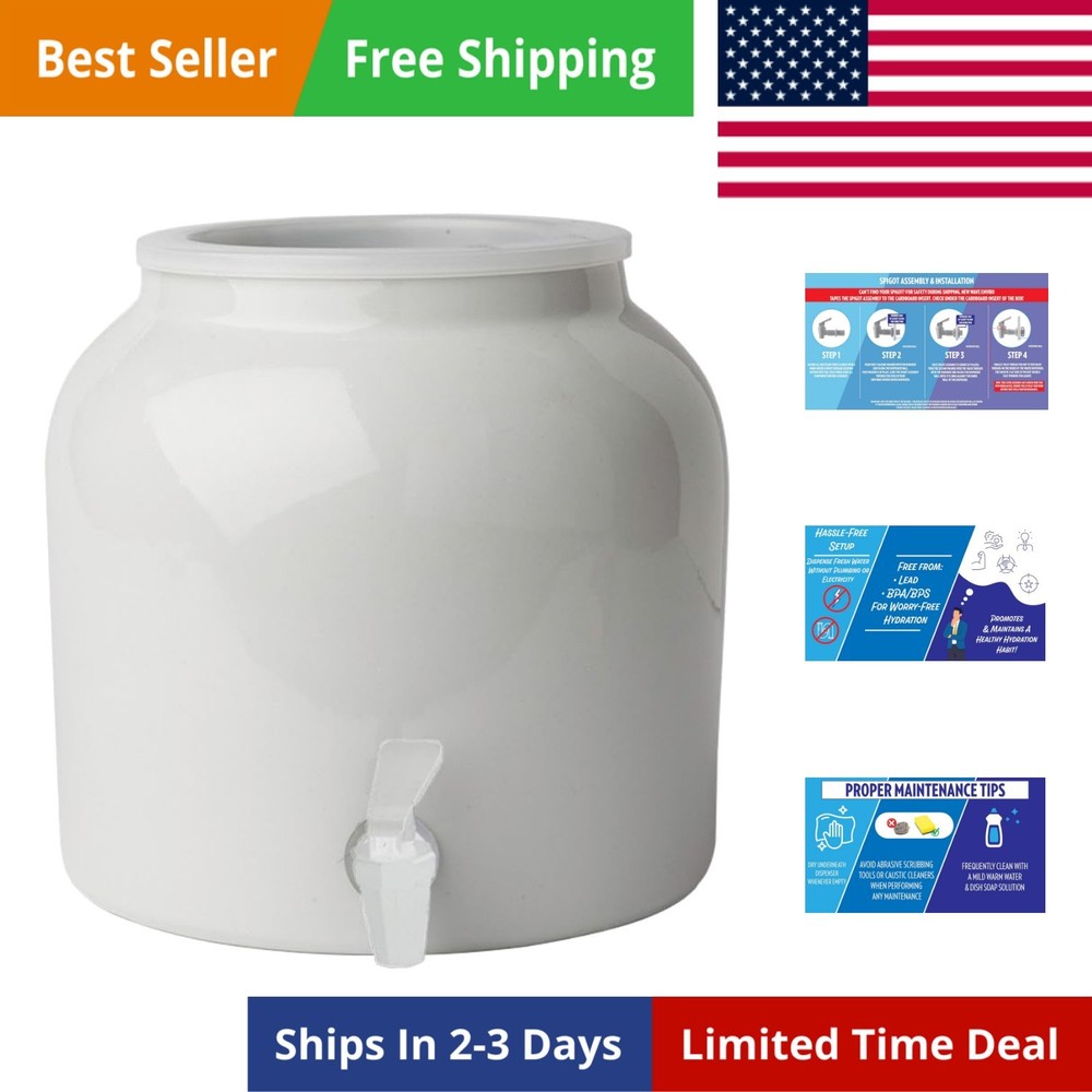 Porcelain Water Dispenser, Classic White