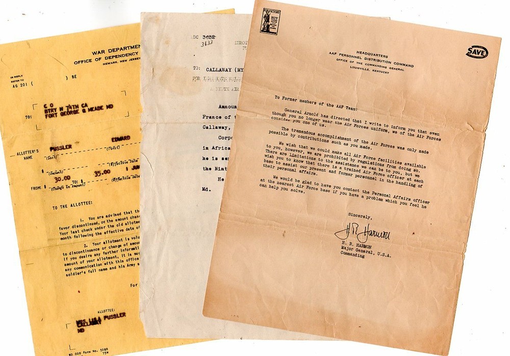 Group of 3 Different WWII Documents Air Force & War Department