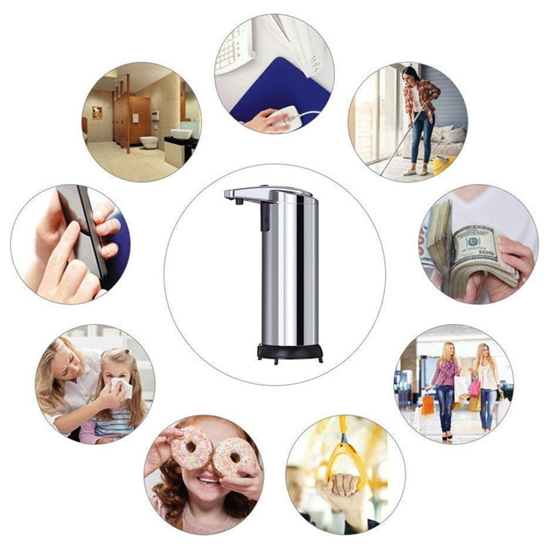 250ml Automatic Soap Liquid Dispenser Touchless Smart IR Sensor Kitchen Bathroom