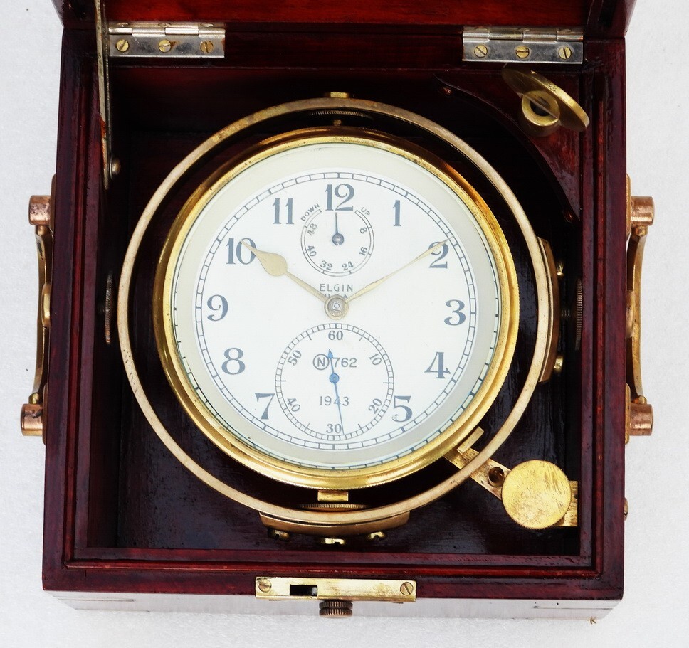 VGC RUSSIAN MARINE CHRONOMETER CCCP SHIPS FUSEE CLOCK SOVIET ELGIN DIAL
