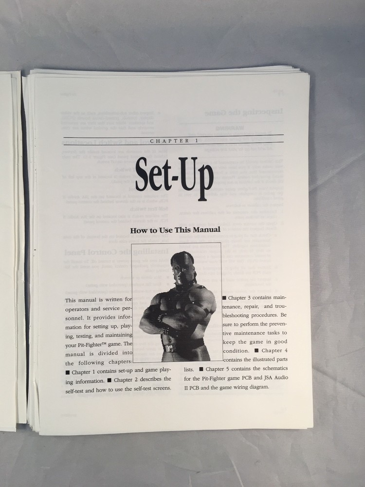 Pit-Fighter Atari Arcade - Owners manual w/ Schematics