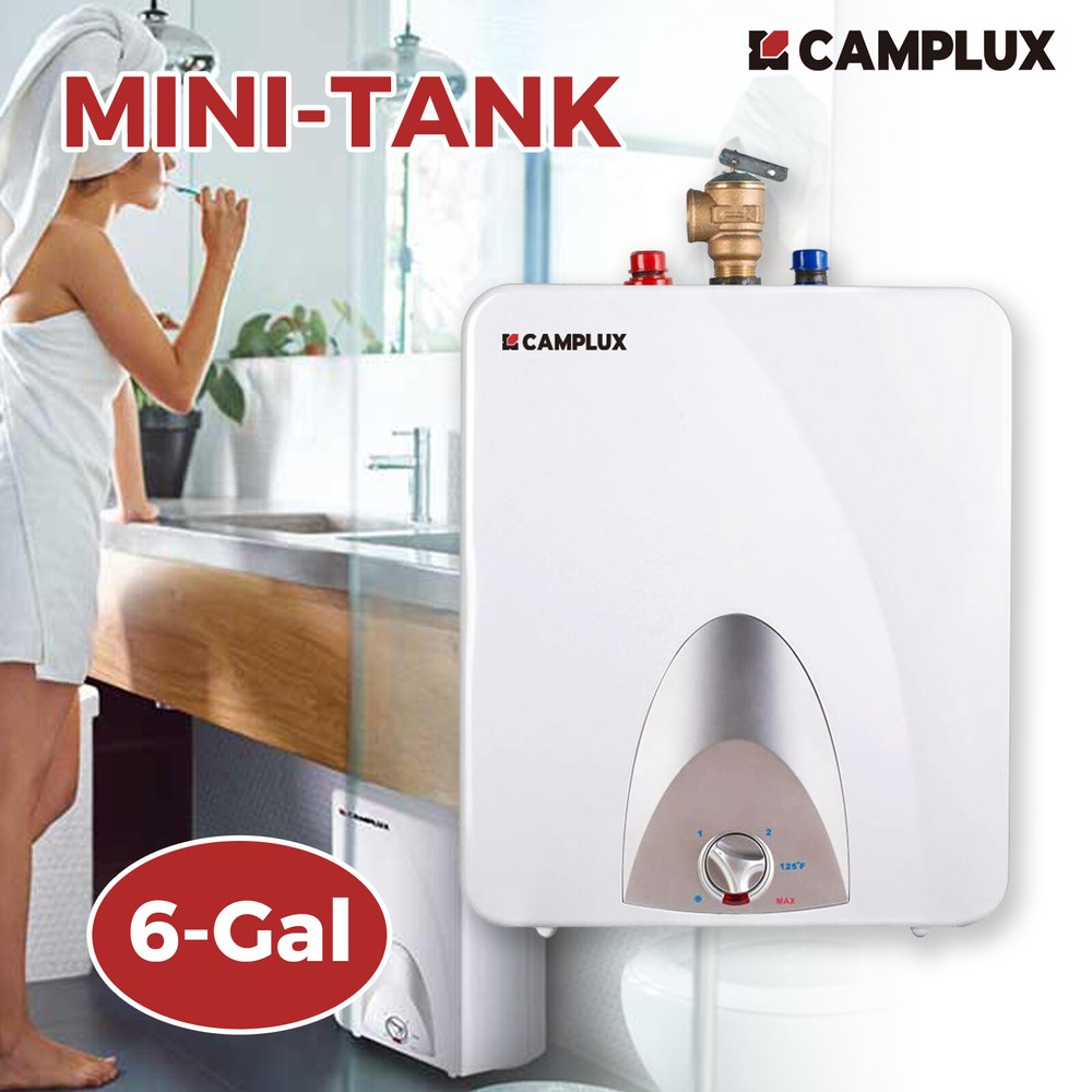 Camplux Electric Hot Water Heater 6 Gallon 120V Mini Tank Bathroom Under Sink RV