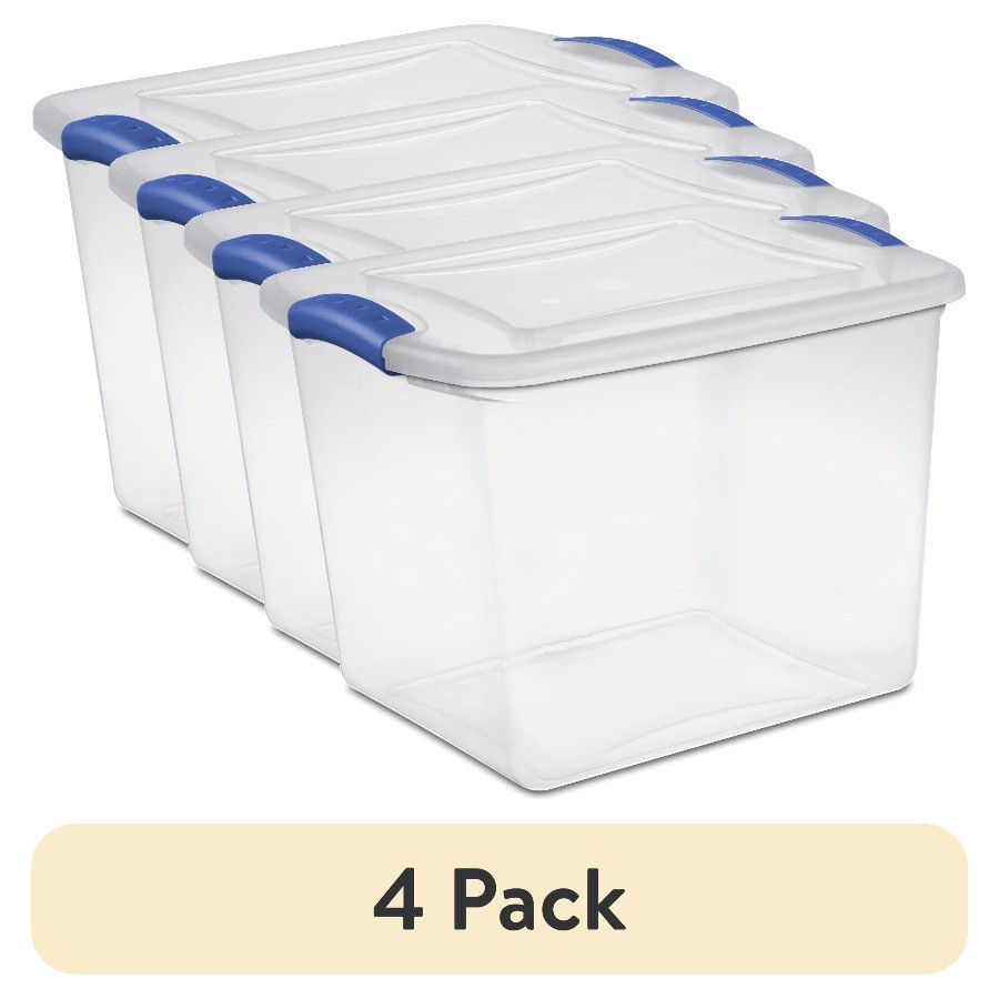 Sterilite Small Storage Bin27Quart Clear Plastic Storage Container with LatchLid