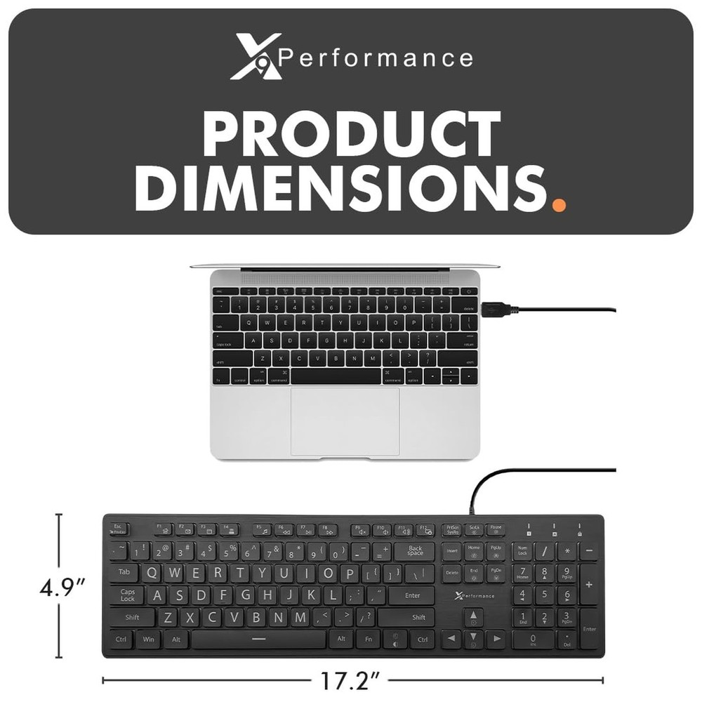 X9 Large Print Backlit Keyboard | Wired Light Up Computer Keyboard for PC Des...