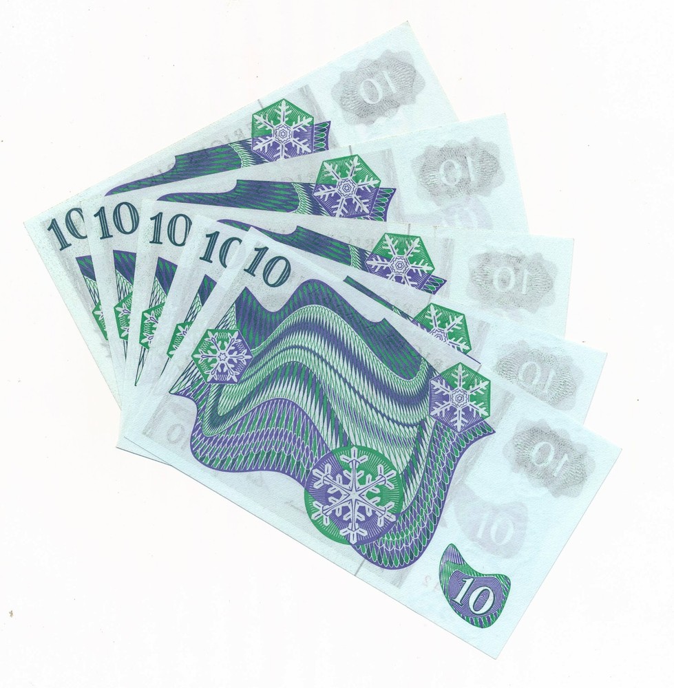 Sweden 10 Kronor 1972 P. 52/ 52c - 5 Unc Notes -