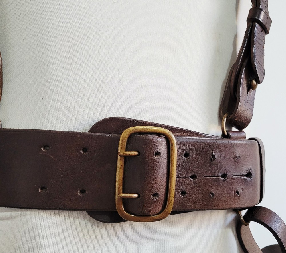 WW1 - NAMED 1916 DATED - SAM BROWNE BELT - DOUBLE STRAP - BRITISH ARMY FROG