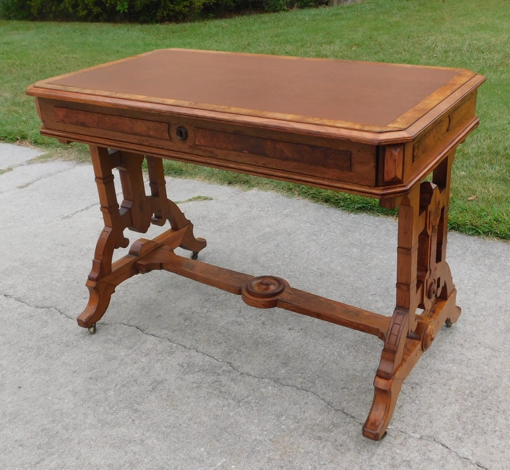 Walnut Victorian  Library Table /Desk
