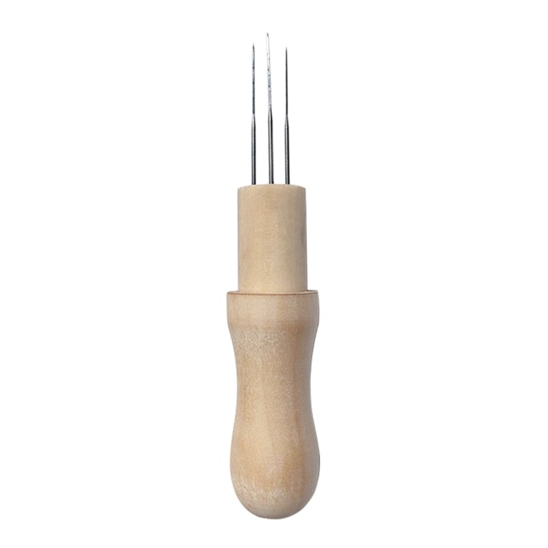 Wool Felting Needles 3 Needle with Solid Wooden Handle Awl Craft Tools