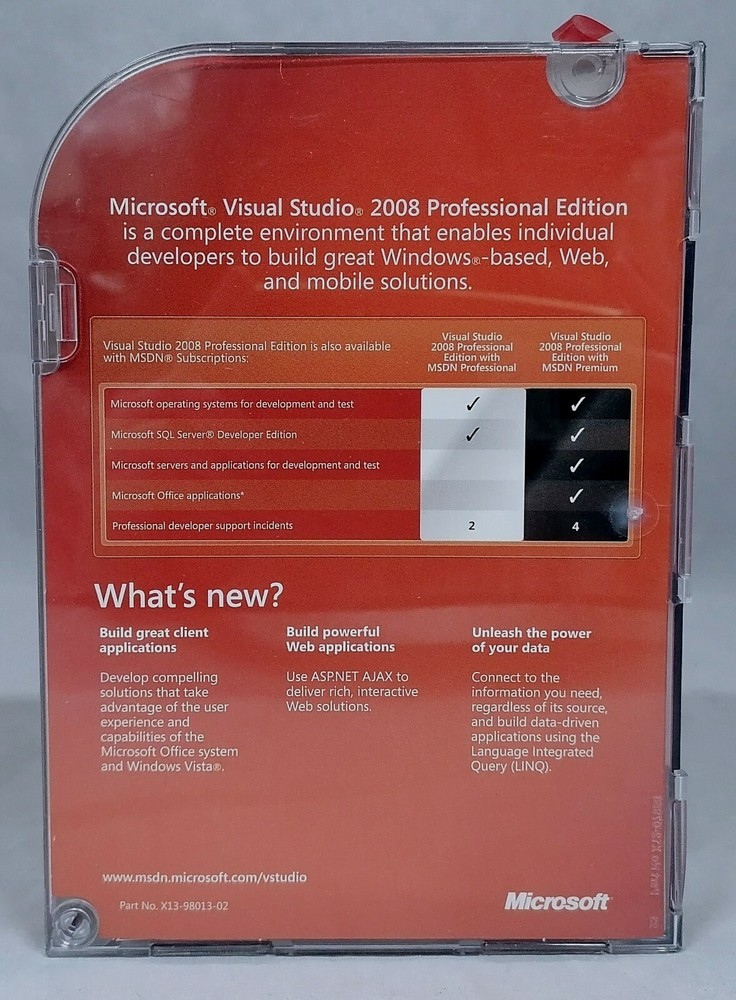 Microsoft Visual Studio 2008 Professional Edition Upgrade & SQL Server 2005 Dev
