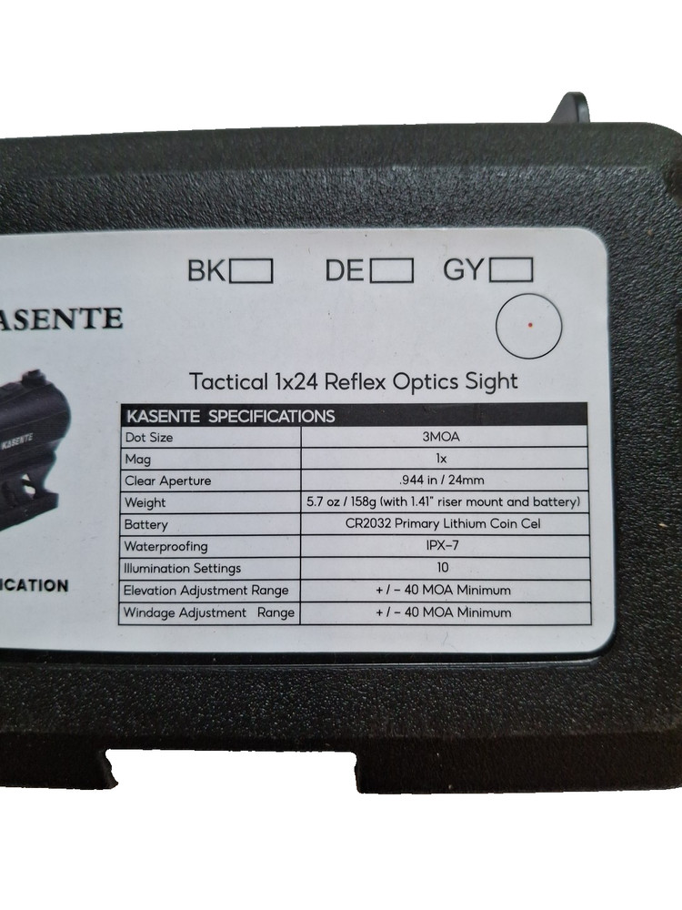 Kasente Tactical 1x24 Reflex Sight – 3MOA Red Dot Optics – Compact & Precise