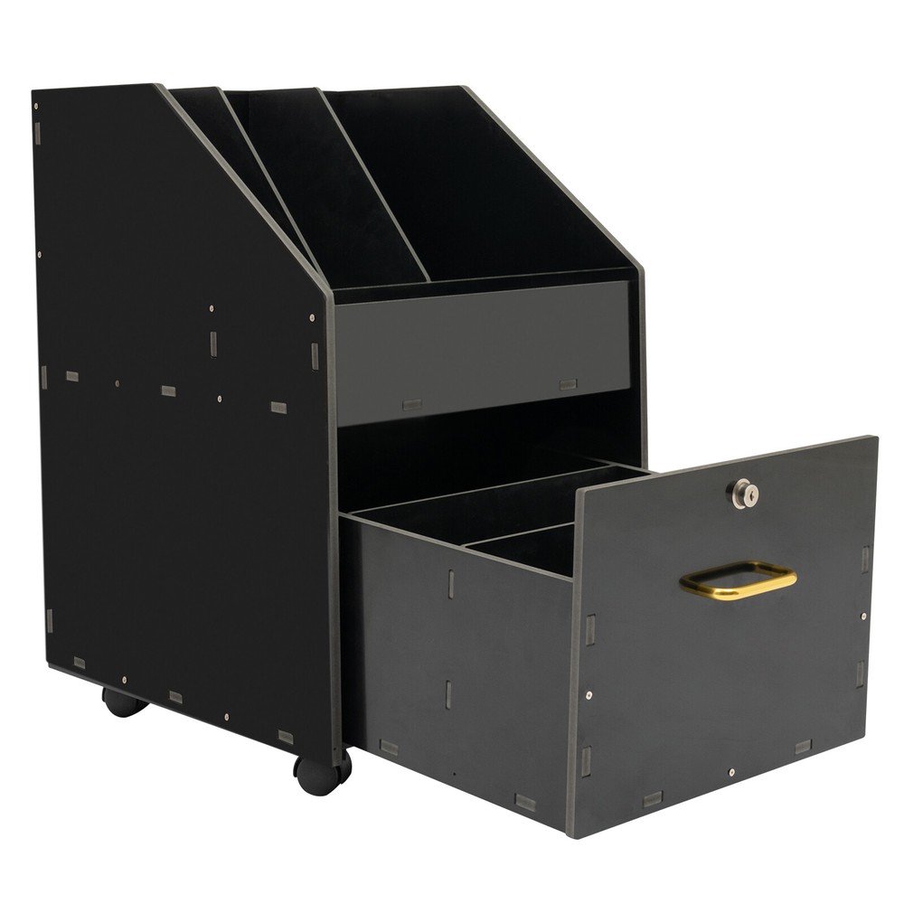 Mobile File Organizer w/Lock Under Desk Rolling File Cabinets Wood File Holder