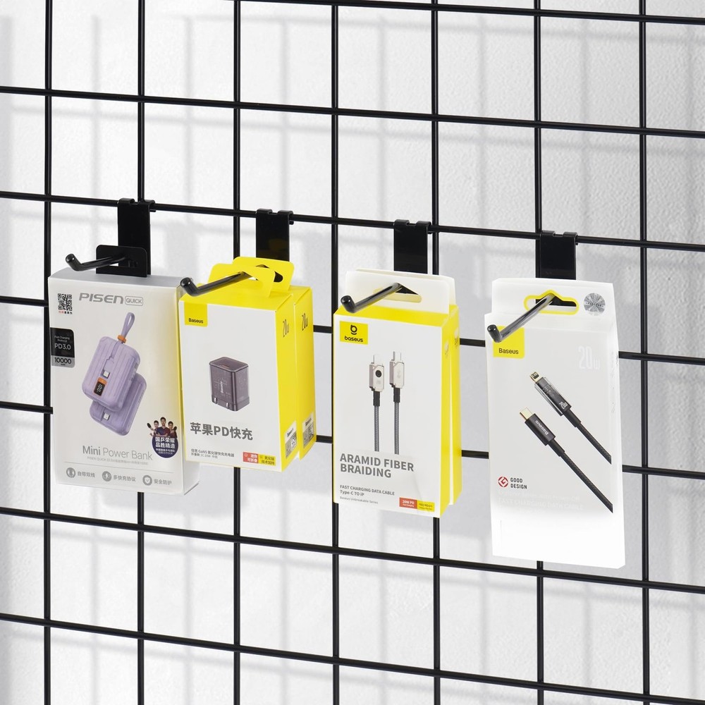 50 PC 8 inch Black Heavy Duty Gridwall Hooks for Grid Wall Panel Display