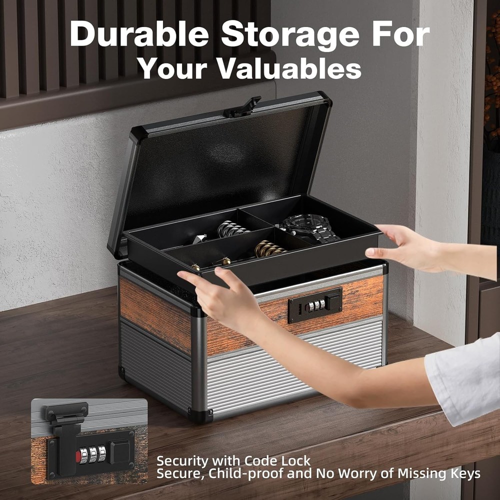 10" Security Lock Box with Code Medicine Lock Box Lockable Dorm Storage Trunk