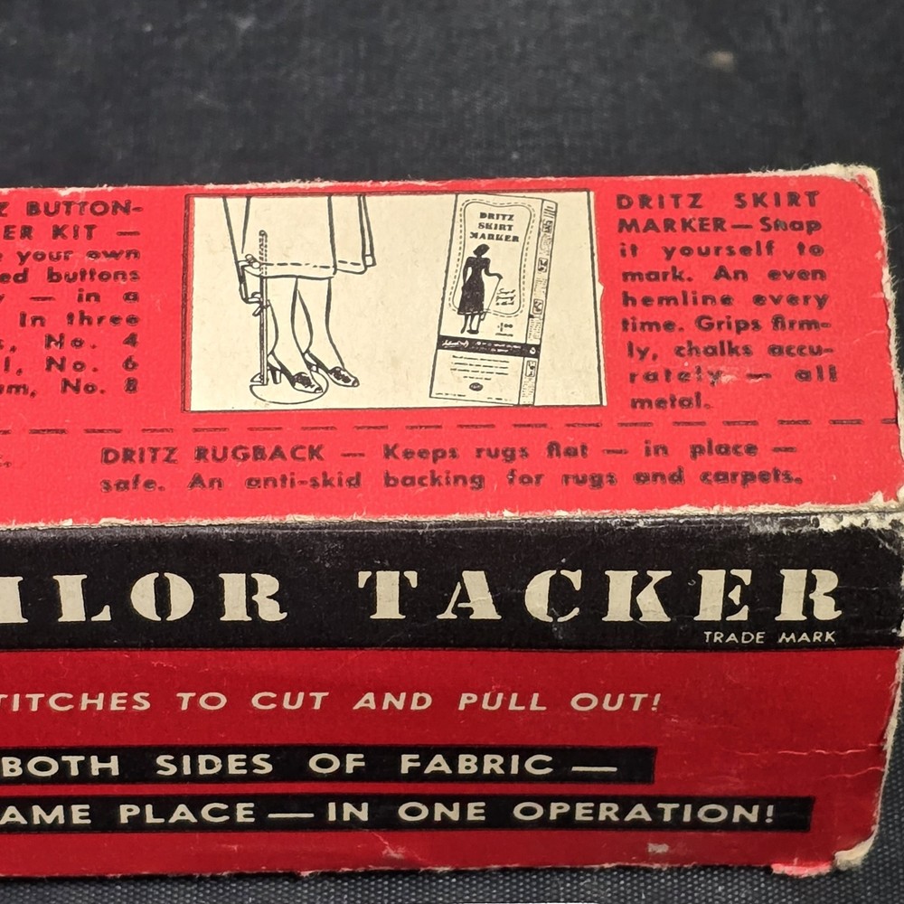 Vintage Dritz Tailor Tacker Sewing Pattern Tool USA Aluminum Box