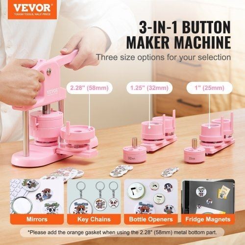 3IN1 Button Maker 1125228 inch253258mm Pin Maker 300pcs Button