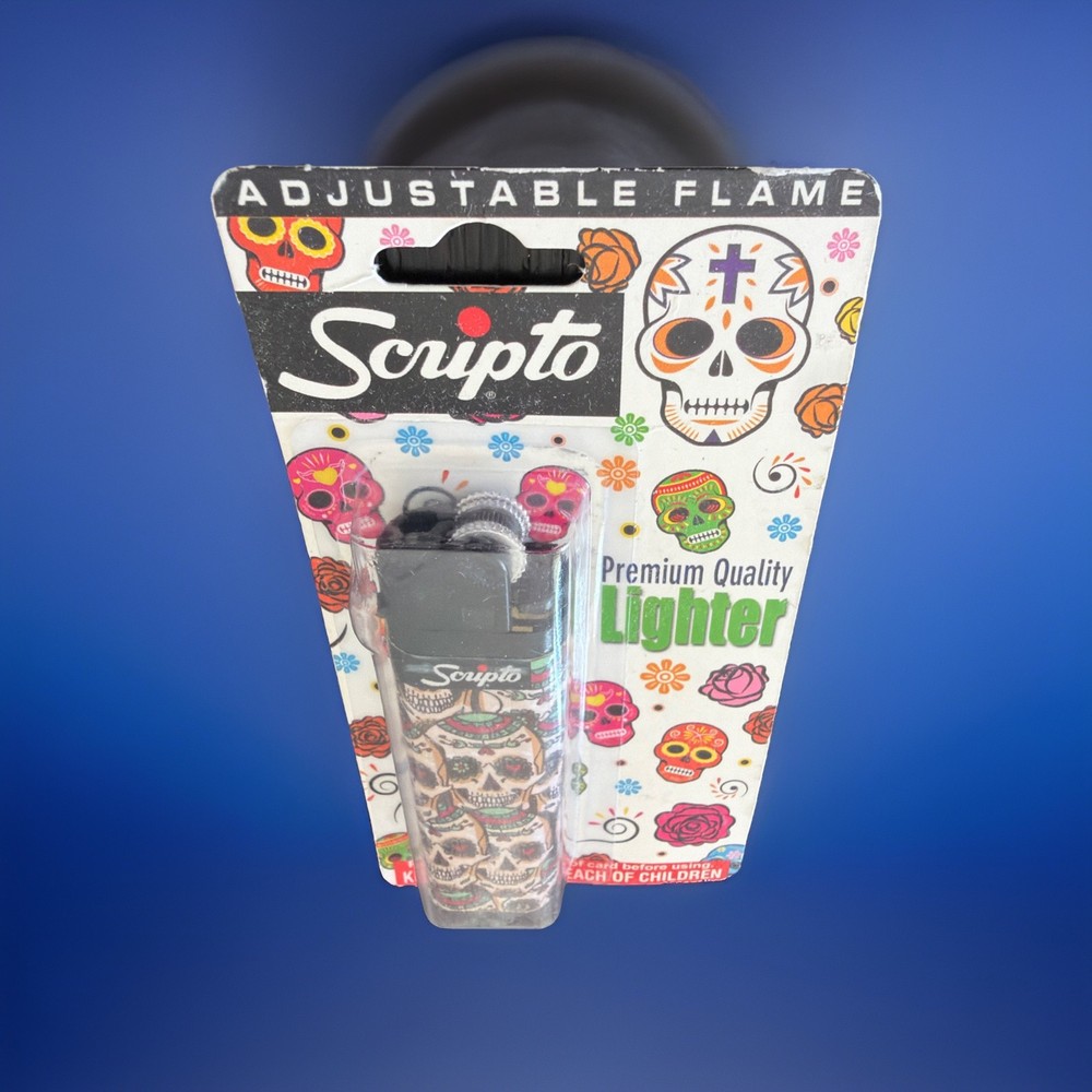 Scripto Premium Quality Lighter *Colorful Skull Design* (Adjustable Flame)