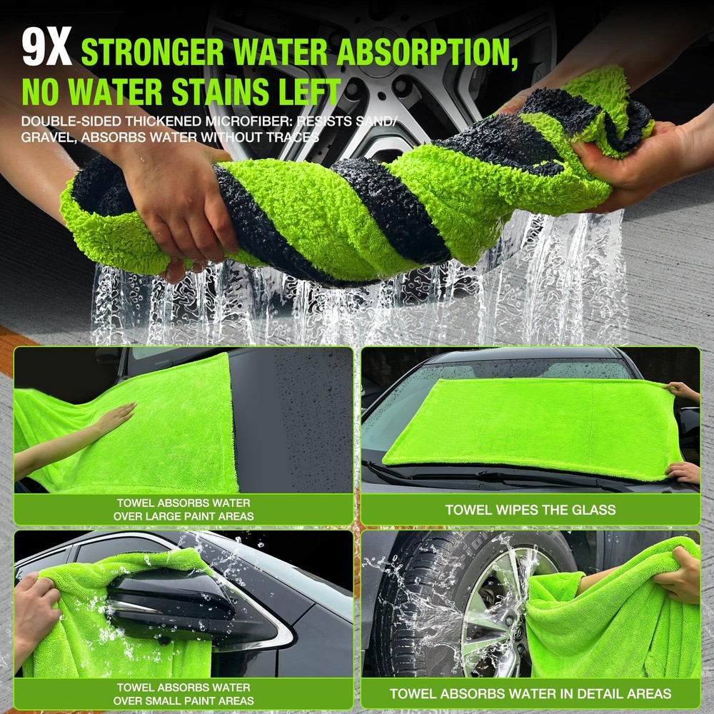 1400 GSM Car Drying Towel-48’’x24’’Extra Large Super Absorbent Twisted-Loop, ...
