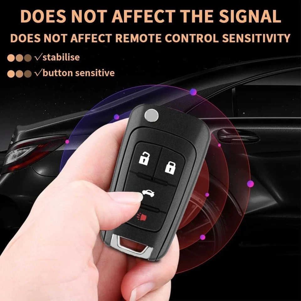 4 Button Key Fob Keyless Entry Remote Shell Case Replacement for Chevy black