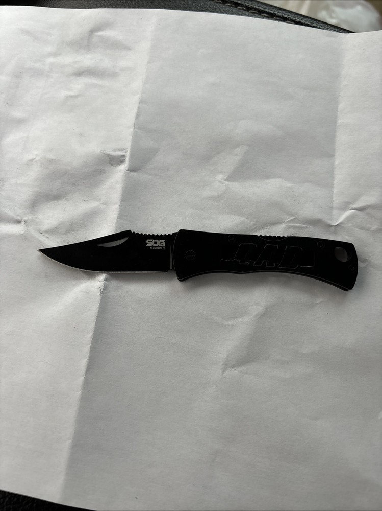 SOG Micron II QAD Pocket Keychain Knife Lockback Plain Edge Blade