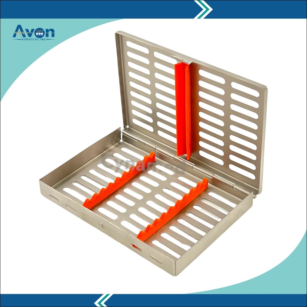 Dental Instruments Sterilization Box for 10 Instruments w/ Silicone Inserts