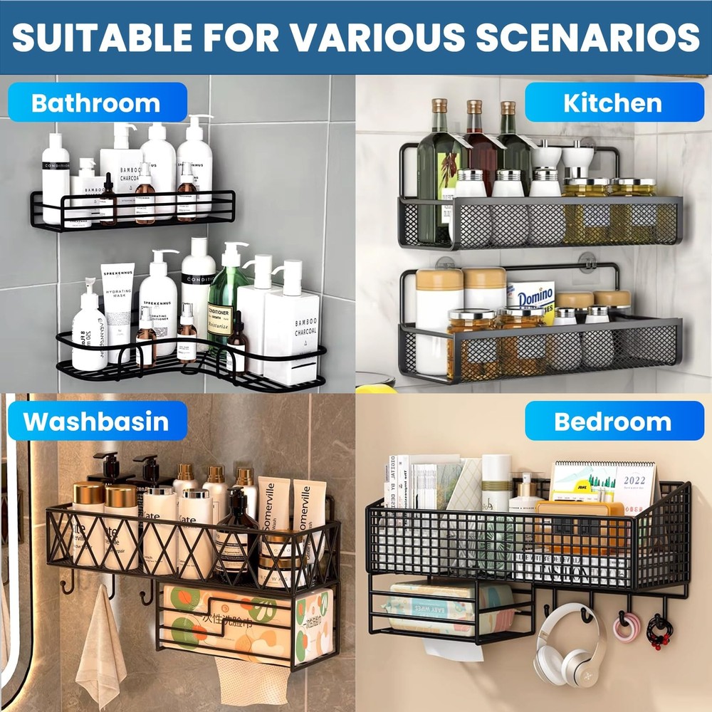 18 Pack Shower Caddy Adhesive Replacement, Shower Shelf Strong Adhesive Hooks...