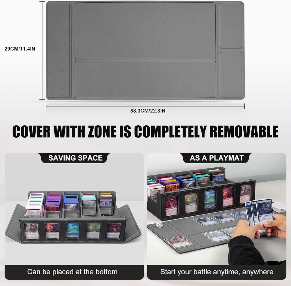 Trading Card Storage Box with Commander Display, 5-Row Deck Case with Removab...