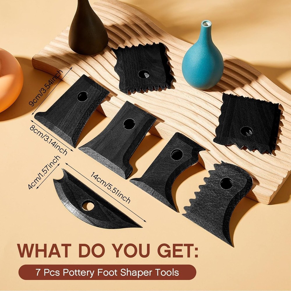 7 Pcs Pottery Tools Pottery Foot Shaper Trimming Tools Profile Rib Bundle Foo...