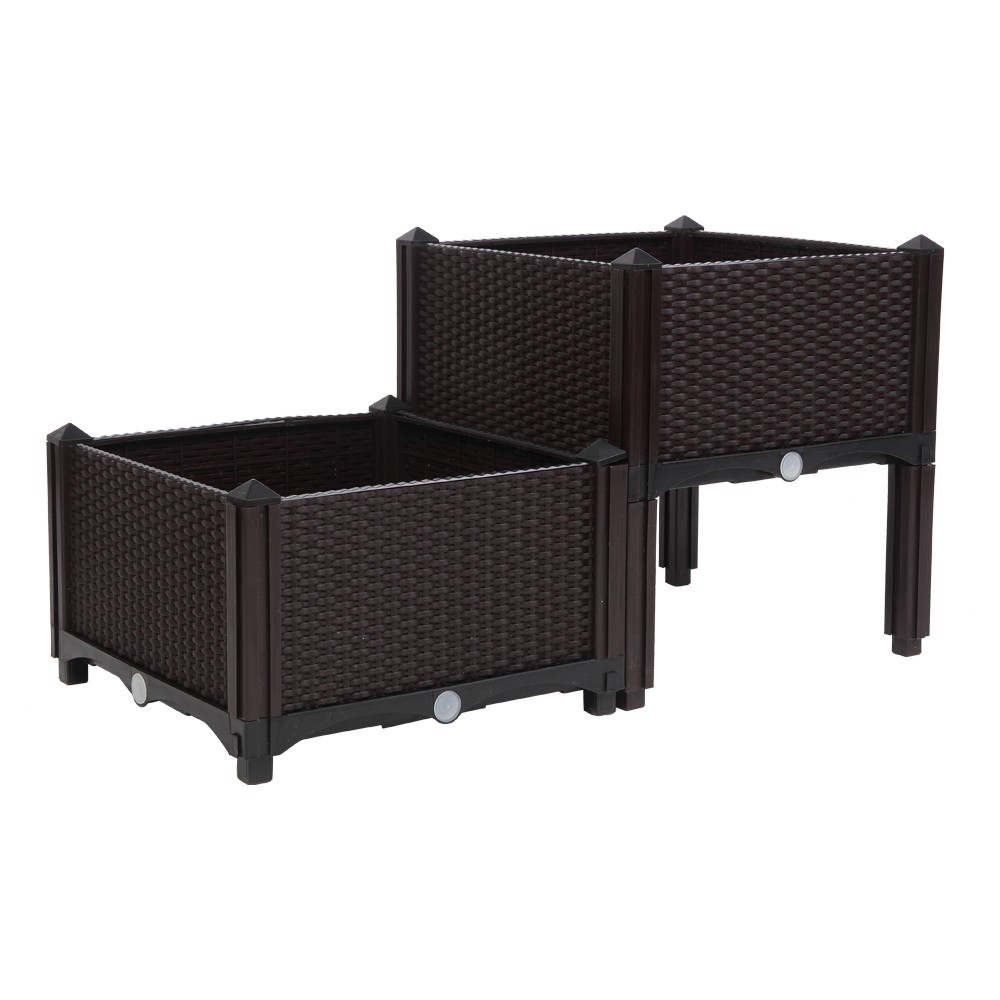 2pcs Free Splicing Injection Planting Box Brown