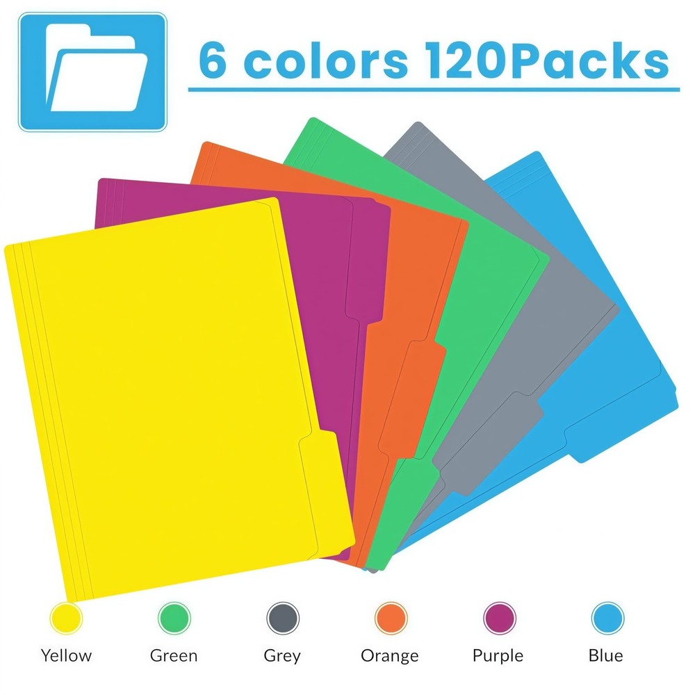 Colored File Folders Letter Size 120 Pack