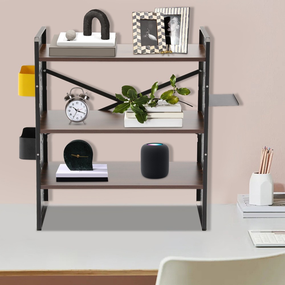 Desktop Bookshelf Desk Storage Organizer Computer 3-Tier Desk Shelf Display Rack