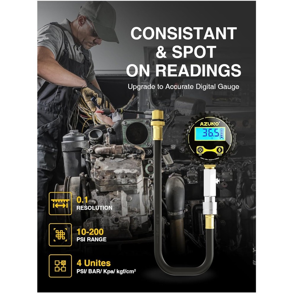 Professional Digital Compression Gauge - 200 PSI