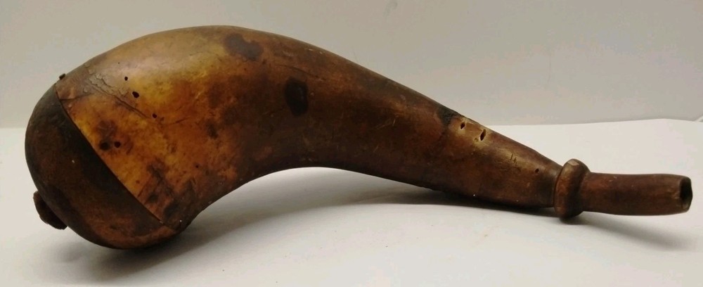 Antique Gun Powder Horn For Muzzle Loader Rifle War Era