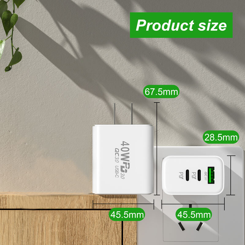 For iPhone 15 Pro Max iPad Fast Charger 40W Double PD USB C Adapter Type C Cable