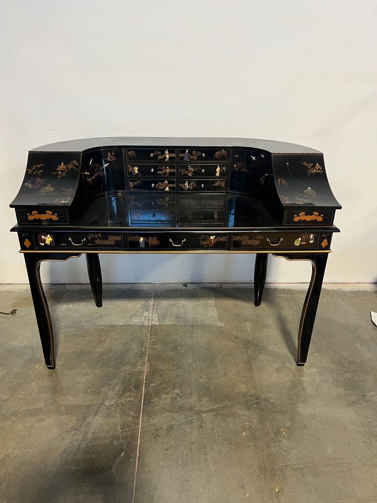 Black Lacquer Asian Writing Desk