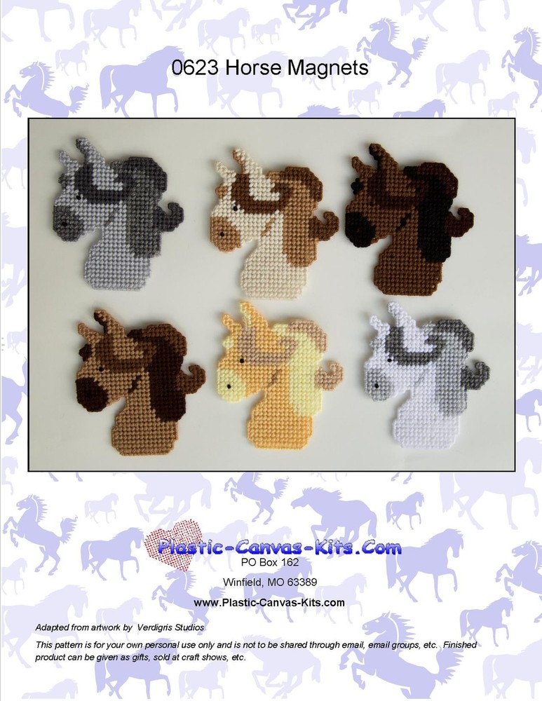 Horses Magnet Set ( Set of Six)-Plastic Canvas Pattern or Kit