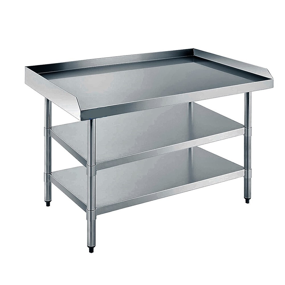 24"x48" Stainless Steel Work Table with Two Undershelves and 3-Side 2" Upturn