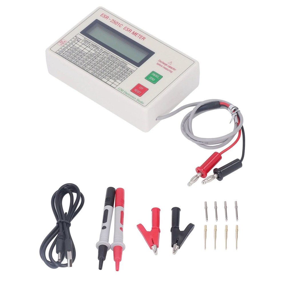 New High Accuracy Smart Shutdown Handheld ESR DCR Capacitor Tester Tool