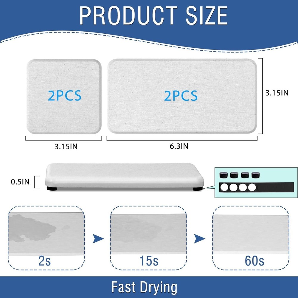 4 Pcs - Water Absorbent Stone Coasters for Bathroom Counter