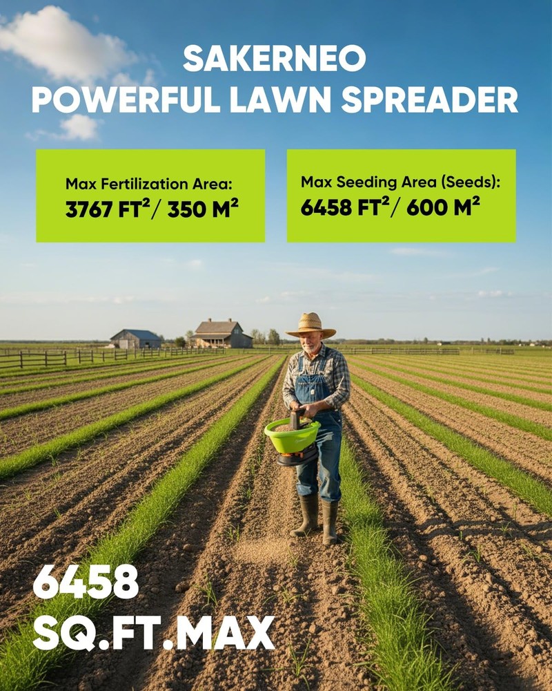 Handheld Lawn Spreader - 7.2V Battery Powered Seed & 135° Fertilizer Spreader...