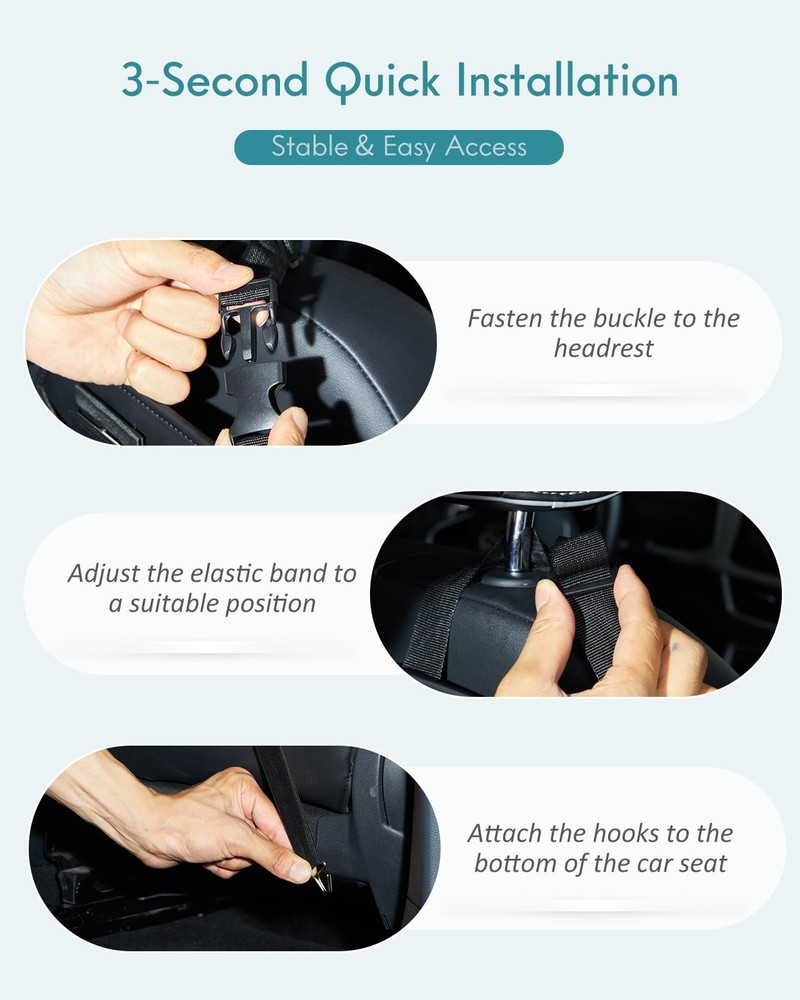 Hanging Organizer Storage Between Seats, Premium Leather Headrest Hanging Sto...