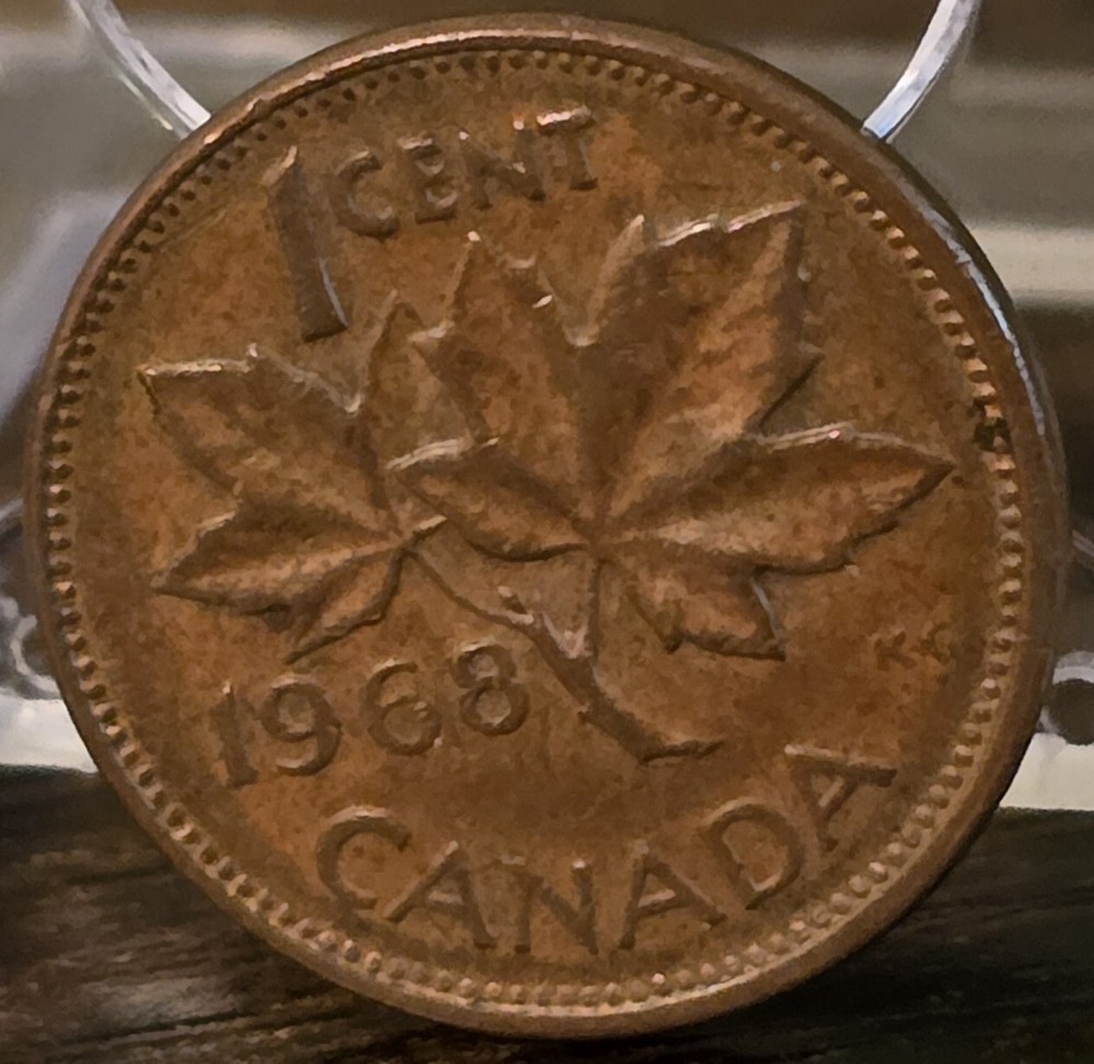 1968 Canadian Maple Leaf Twig Penny 1 Cent