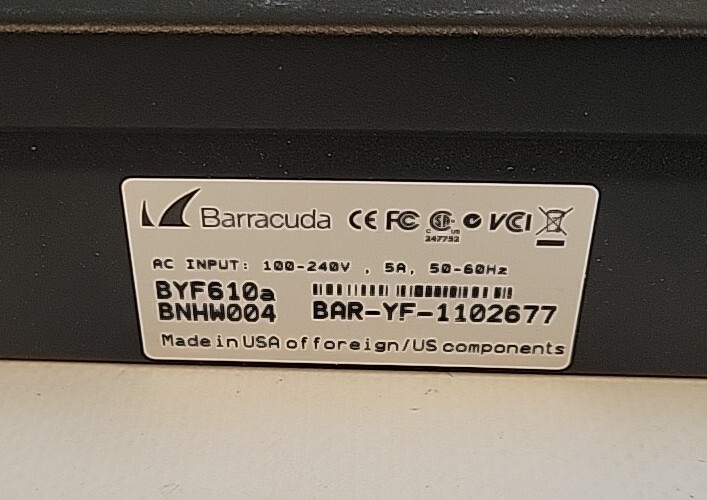 DIY Barebones Barracuda BYF610A Web Security Gateway Filter 610 Empty Chassis
