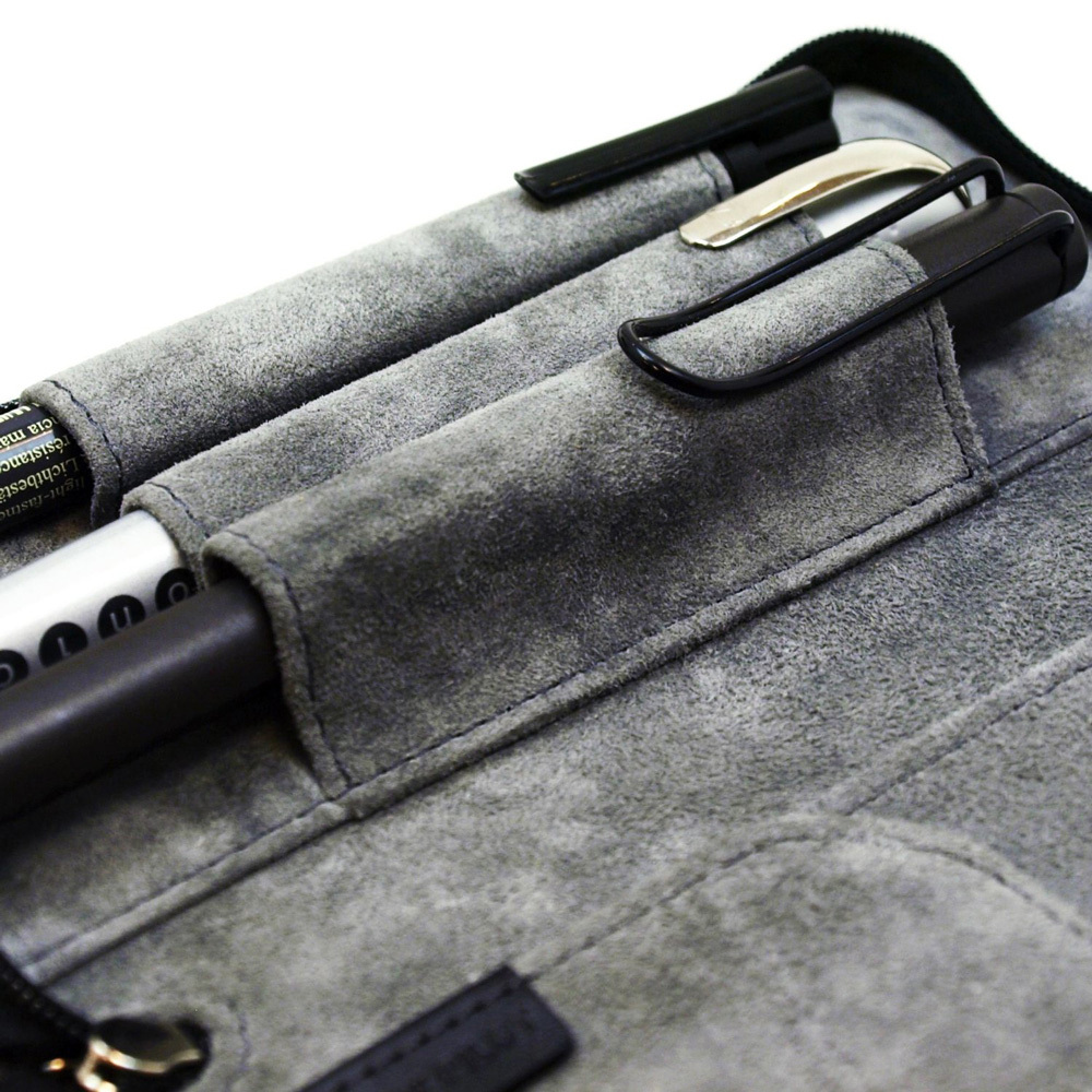 Pilot Round Fastener Pen Case Cowhide Leather Pensemble Black New Gift