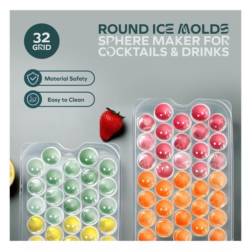 Round Cute Ice Ball Mold, Stackable Plastic Ice Maker, Cocktails, Water Bottle