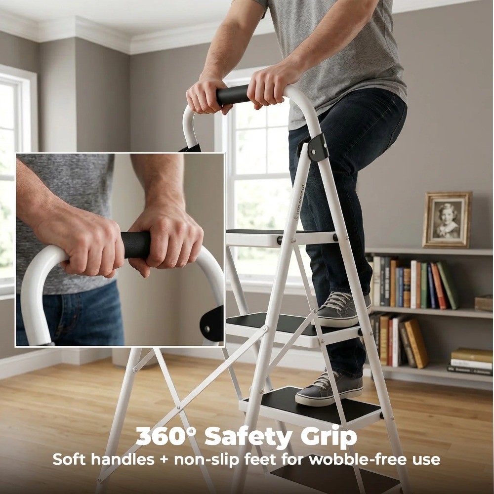 Step Ladder,Ultra-Thin Folding Step Stools 330 lbs Capacity, 2-Inch Thin