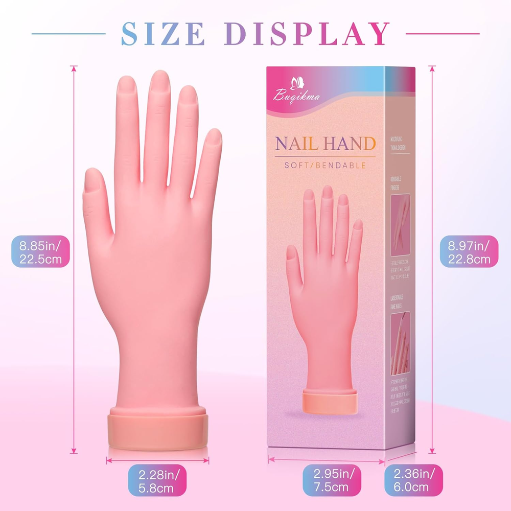 Nail Practice Hand for Acrylic Nails Mannequin Hand for Nails Practice Flex...