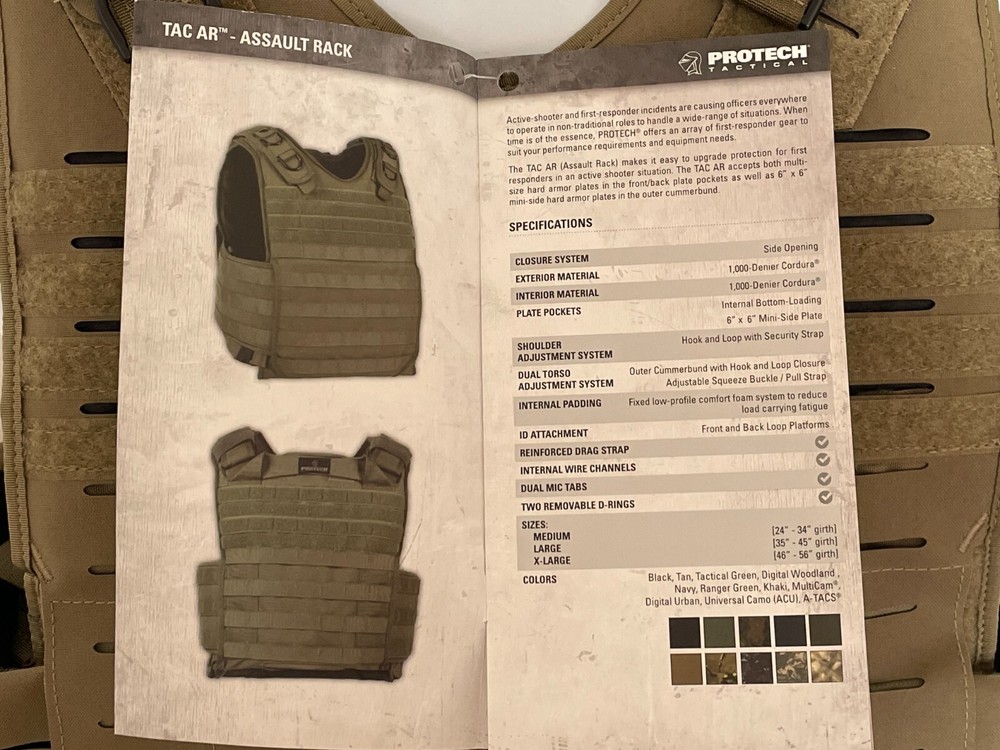 PROTECH Tactical Plate Rack Carrier AWS VCS 10X12 Large Tan Webless