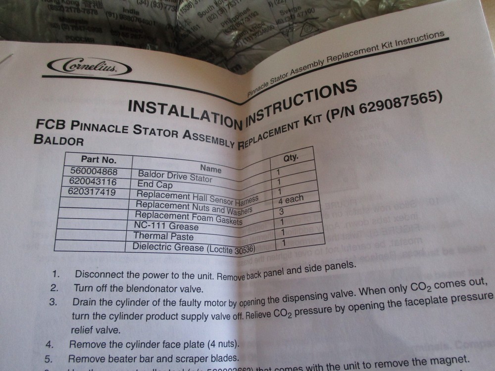 *NEW Cornelius Kit Baldor Stator Replacement 629087565